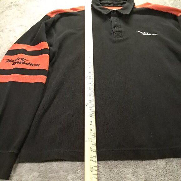 Harley Davidson Sweater Men 2XL XXL 1/4 Button Black Orange Colorblock Embroider - Picture 10 of 13